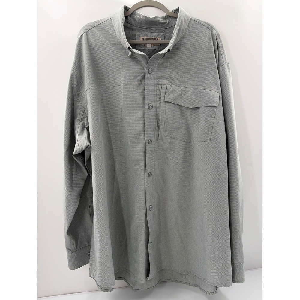 Duluth Trading Co Mens 3XL Gray Micro Check Performance Button Down Shirt 2157‎